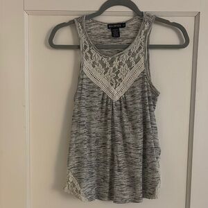 Miss Chievous Gray Lace Trim Tank Top
